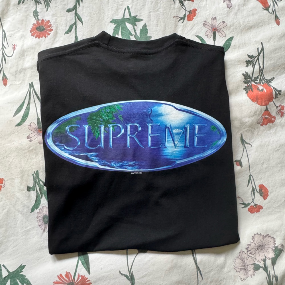 Supreme Black Tee with Ocean Blue Logo - Picture 2 of 13